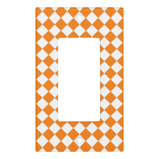 Orange White Checker Diamond Pattern Light Switch Cover (Front)