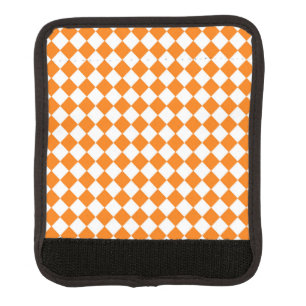Orange White Checker Diamond Pattern Luggage Handle Wrap