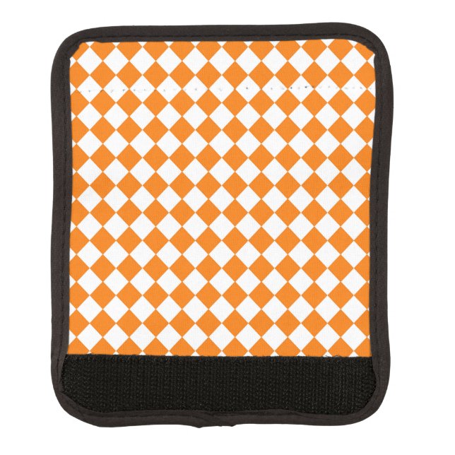 Orange White Checker Diamond Pattern Luggage Handle Wrap (Front)