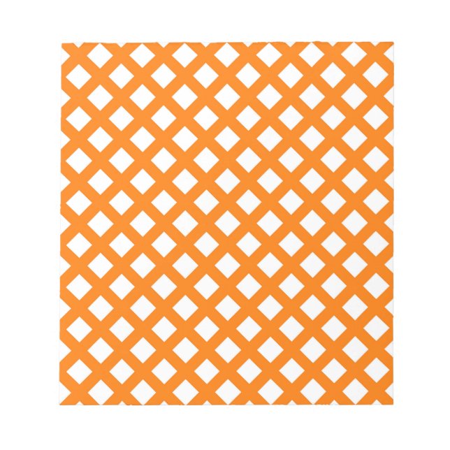 Orange White Checker Diamond Pattern Notepad (Front)