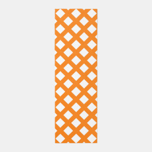 Orange White Checker Diamond Pattern Outdoor Rug