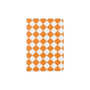 Orange White Checker Diamond Pattern Passport Holder