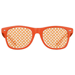 Orange White Checker Diamond Pattern Retro Sunglasses
