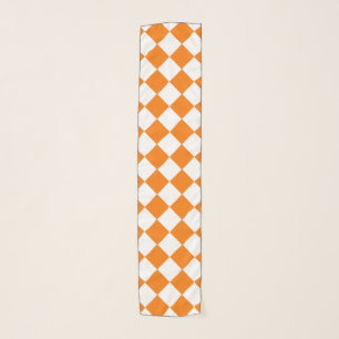 Orange White Checker Diamond Pattern Scarf