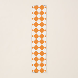 Orange White Checker Diamond Pattern Scarf
