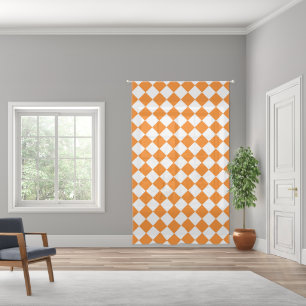 Orange White Checker Diamond Pattern Sheer Curtains