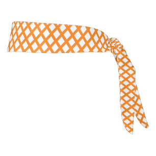 Orange White Checker Diamond Pattern Tie Headband