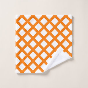 Orange White Checker Diamond Pattern Wash Cloth