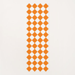 Orange White Checker Diamond Pattern  Yoga Mat