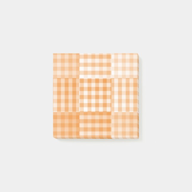 Orange White Checker Patchwork Pattern Post-it Notes (Front)