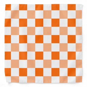 Orange White Checkerboard Pattern Bandana by BestPatterns4u at Zazzle