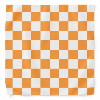 Orange White Checkerboard Pattern Bandana by BestPatterns4u at Zazzle