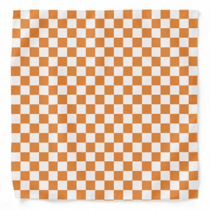 Orange White Checkerboard Pattern Bandana