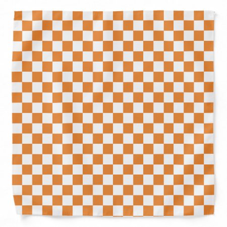 Orange White Checkerboard Pattern Bandana