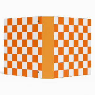 Orange White Checkered Check Pattern 3 Ring Binder