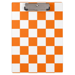 Orange White Checkered Check Pattern Clipboard