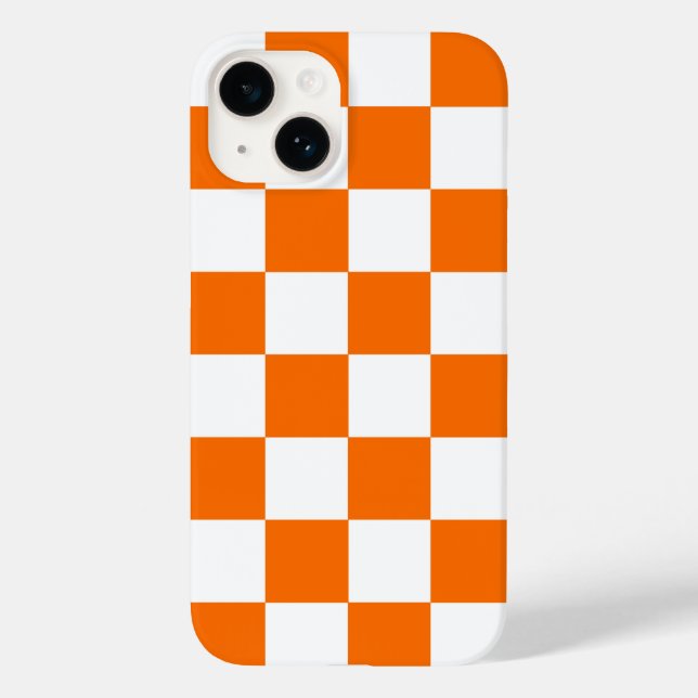 Orange White Checkered Check Pattern iPhone Case (Back)
