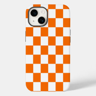 Orange White Checkered Check Pattern iPhone Case