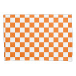 Orange White Checkered Check Pattern Pillow Case