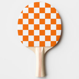 Orange White Checkered Check Pattern Ping Pong Paddle