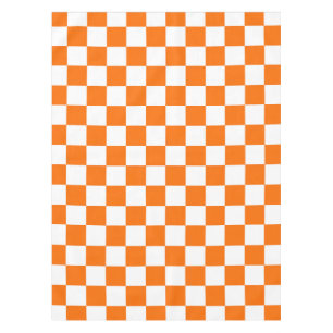 Orange White Checkered Check Pattern Tablecloth