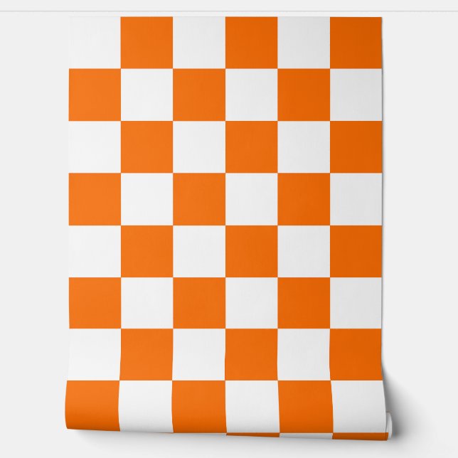 Orange White Checkered Check Wall Decor (Unrolling)