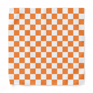 Orange White Checkered Pattern Bandana