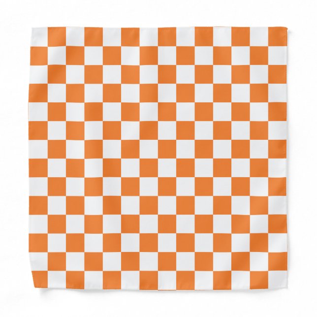 Orange White Checkered Pattern Bandana (Front)