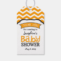 Orange White Chevron Baby Shower Thank Tags