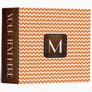 Orange White Chevron Custom Monogram 3 Ring Binder
