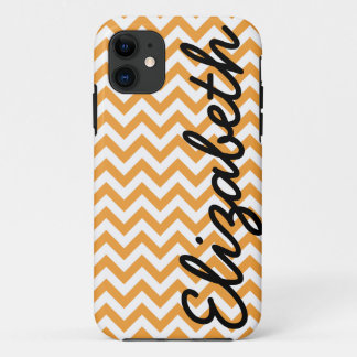 Orange White Chevron Pattern iPhone 11 Case