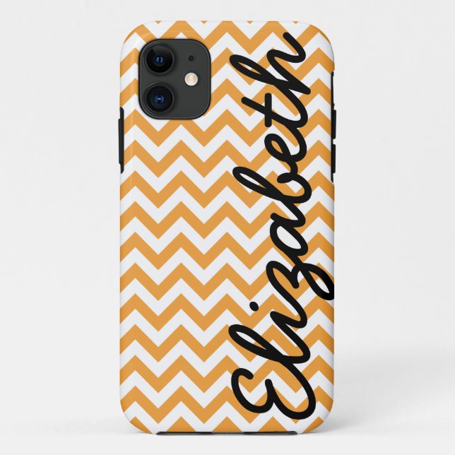 Orange White Chevron Pattern Case-Mate iPhone Case (Back)