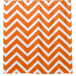 Orange white chevron Pattern cool Shower Curtain