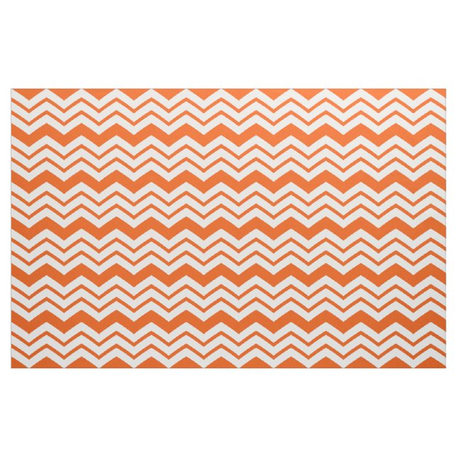 Orange White Chevron Zigzag Pattern Design  Fabric (Fat Quarter)