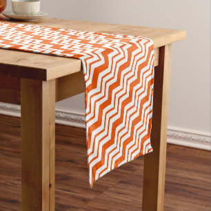 Orange White Chevron Zigzag Pattern Design Short Table Runner