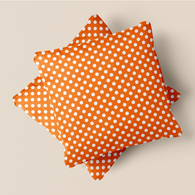 Orange & White Chic Polka Dots Throw Pillow (Orange & White Chic Polka Dots Throw Pillow)