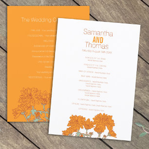 Orange white chrysanthemum wedding program