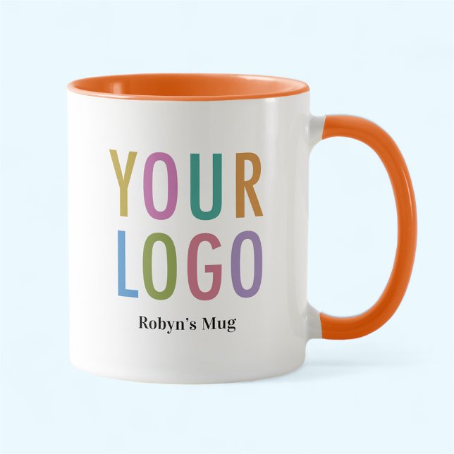 Orange & White Coffee Mug Custom Logo Personalized (MISOOK 11 oz Orange Two Tone Mug with Logo)