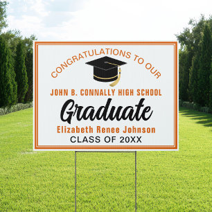 Orange White Congratulations Graduate Custom Yard Sign
