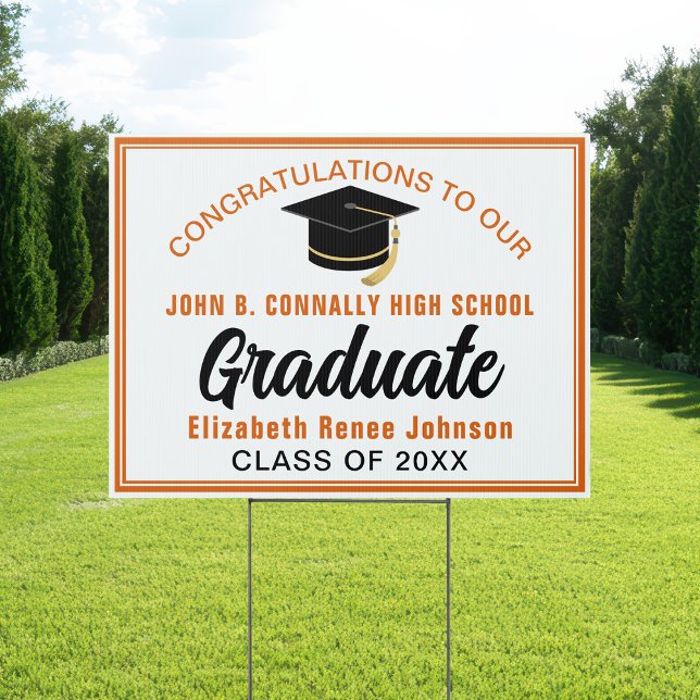 Orange White Congratulations Graduate Custom Yard Sign (Creator Uploaded)
