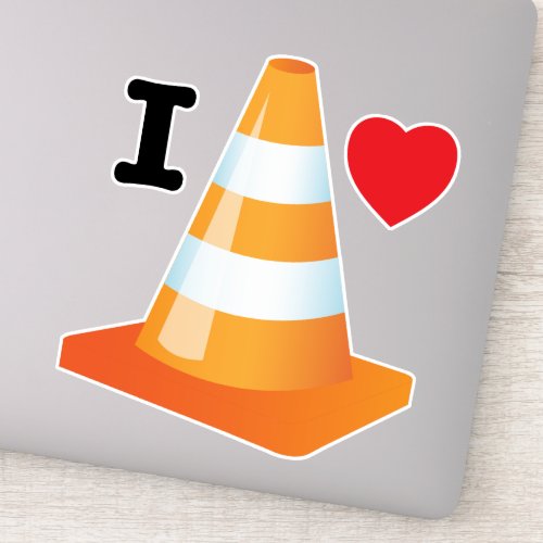 Orange White Construction Safety Traffic Cone Sticker
