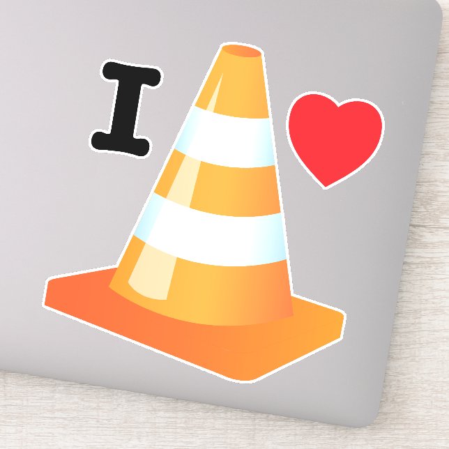 Orange White Construction Safety Traffic Cone Sticker (Detail)