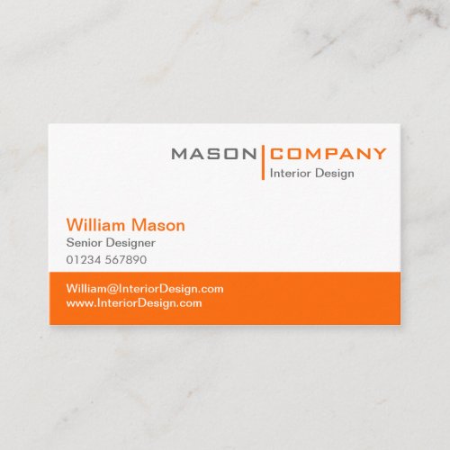 Orange &amp; White Corporate Business Card