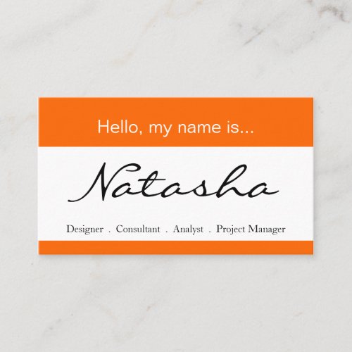 Orange  White Corporate Name Tag _ Business Card