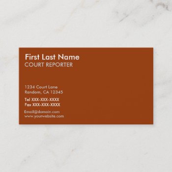 Orange White Court Reporter Custom Business Cards by ProfessionalOffice at Zazzle