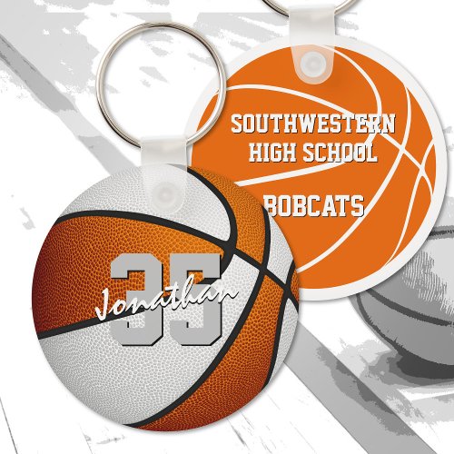 orange white basketball team spirit gifts button