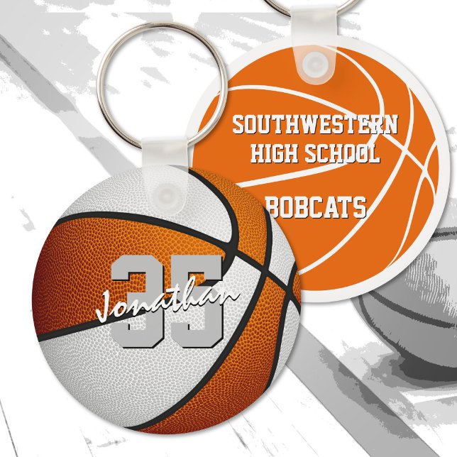 orange white custom jersey number basketball keychain (Creator Uploaded)