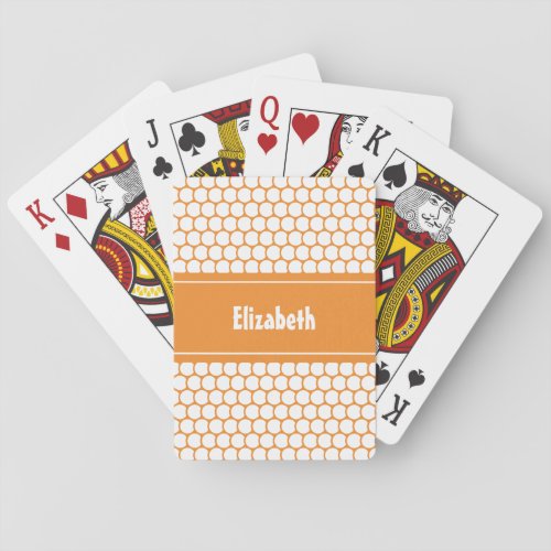 Orange  White Custom Personalized Name Geometric Playing Cards