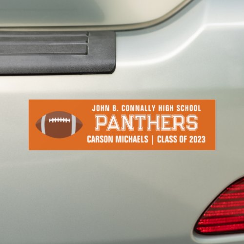 Orange White Custom School Football Team Player Bumper Sticker