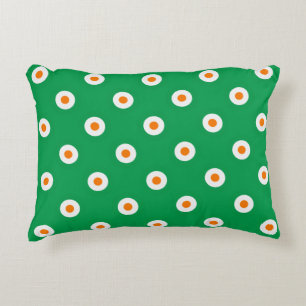 Orange/White Dots on Green Accent Pillow